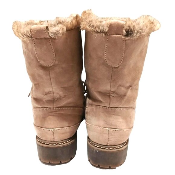 Bass Womens Snow Boots Size 7.5 Angelica Rubber Sole Lace Up Faux Fur Lined Tan - Picture 4 of 6